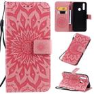 For Vivo Y15 / Y17 Pressed Printing Sunflower Pattern Horizontal Flip PU Leather Case with Holder & Card Slots & Wallet & Lanyard(Pink) - 1
