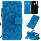 For Vivo Y15 / Y17 Pressed Printing Sunflower Pattern Horizontal Flip PU Leather Case with Holder & Card Slots & Wallet & Lanyard(Blue) - 1