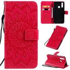 For Vivo Y15 / Y17 Pressed Printing Sunflower Pattern Horizontal Flip PU Leather Case with Holder & Card Slots & Wallet & Lanyard(Red) - 1