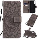 For Huawei Enjoy 10S Pressed Printing Sunflower Pattern Horizontal Flip PU Leather Case with Holder & Card Slots & Wallet & Lanyard(Gray) - 1