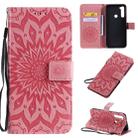 Xiaomi Redmi Note 8T Pressed Printing Sunflower Pattern Horizontal Flip PU Leather Case with Holder & Card Slots & Wallet & Lanyard(Pink) - 1