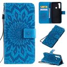 Xiaomi Redmi Note 8T Pressed Printing Sunflower Pattern Horizontal Flip PU Leather Case with Holder & Card Slots & Wallet & Lanyard(Blue) - 1