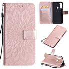 Xiaomi Redmi Note 8T Pressed Printing Sunflower Pattern Horizontal Flip PU Leather Case with Holder & Card Slots & Wallet & Lanyard(Rose Gold) - 1