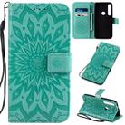 For Motorola MOTO G8 Plus Pressed Printing Sunflower Pattern Horizontal Flip PU Leather Case with Holder & Card Slots & Wallet & Lanyard(Green) - 1