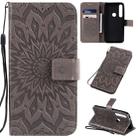 For Motorola MOTO G8 Plus Pressed Printing Sunflower Pattern Horizontal Flip PU Leather Case with Holder & Card Slots & Wallet & Lanyard(Gray) - 1