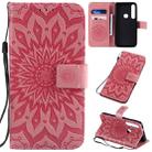 For Motorola MOTO G8 Plus Pressed Printing Sunflower Pattern Horizontal Flip PU Leather Case with Holder & Card Slots & Wallet & Lanyard(Pink) - 1