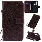 For Motorola MOTO G8 Plus Pressed Printing Sunflower Pattern Horizontal Flip PU Leather Case with Holder & Card Slots & Wallet & Lanyard(Brown) - 1