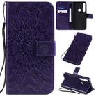 For Motorola MOTO G8 Plus Pressed Printing Sunflower Pattern Horizontal Flip PU Leather Case with Holder & Card Slots & Wallet & Lanyard(Purple) - 1