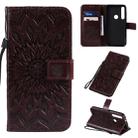 For Motorola MOTO One Pressed Printing Sunflower Pattern Horizontal Flip PU Leather Case with Holder & Card Slots & Wallet & Lanyard(Brown) - 1