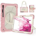 For Samsung Galaxy Tab S8+ 12.4 inch SM-X800 / SM-X806 Contrast Color Robot Shockproof Silicone + PC Tablet Case(Rose Gold+Beige) - 1