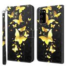 For Samsung Galaxy A03s 166mm 3D Painting Pattern TPU + PU Leather Phone Case(Gold Butterfly) - 1