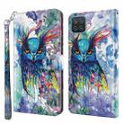 For Samsung Galaxy A22 5G 3D Painting Pattern TPU + PU Leather Phone Case(Watercolor Owl) - 1