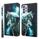 For Samsung Galaxy A32 4G 3D Painting Pattern TPU + PU Leather Phone Case(Wolf) - 1
