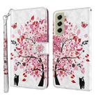 For Samsung Galaxy S21 FE 5G 3D Painting Pattern TPU + PU Leather Phone Case(Cat Under The Tree) - 1