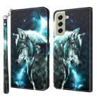 For Samsung Galaxy S22 5G 3D Painting Pattern TPU + PU Leather Phone Case(Wolf) - 1