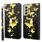 For Samsung Galaxy S22+ 5G 3D Painting Pattern TPU + PU Leather Phone Case(Gold Butterfly) - 1