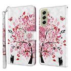 For Samsung Galaxy S22+ 5G 3D Painting Pattern TPU + PU Leather Phone Case(Cat Under The Tree) - 1