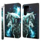 For Samsung Galaxy S22 Ultra 5G 3D Painting Pattern TPU + PU Leather Phone Case(Wolf) - 1