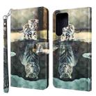 For Samsung Galaxy S22 Ultra 5G 3D Painting Pattern TPU + PU Leather Phone Case(Cat Tiger) - 1