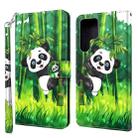 For Samsung Galaxy S22 Ultra 5G 3D Painting Pattern TPU + PU Leather Phone Case(Panda Climbing Bamboo) - 1