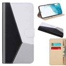 For Samsung Galaxy S22+ 5G Tricolor Stitching Horizontal Flip Leather Phone Case(Black) - 1