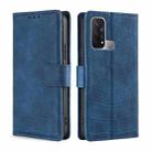 For OPPO Reno5 A Skin Feel Crocodile Texture Magnetic Clasp PU Leather Phone Case(Blue) - 1