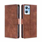 For OPPO Reno7 5G Skin Feel Crocodile Texture Magnetic Clasp PU Leather Phone Case(Brown) - 1