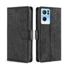 For OPPO Reno7 Pro 5G Skin Feel Crocodile Texture Magnetic Clasp PU Leather Phone Case(Black) - 1