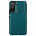 For Samsung Galaxy S22 5G NILLKIN QIN Series Pro Sliding Camera Cover Design Leather Phone Case(Green) - 1
