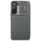 For Samsung Galaxy S22 5G NILLKIN QIN Series Pro Sliding Camera Cover Design Leather Phone Case(Grey) - 1