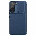 For Samsung Galaxy S22+ 5G NILLKIN QIN Series Pro Sliding Camera Cover Design Leather Phone Case(Blue) - 1