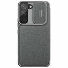 For Samsung Galaxy S22+ 5G NILLKIN QIN Series Pro Sliding Camera Cover Design Leather Phone Case(Grey) - 1