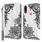 For Motorola Moto E7i Power / E7 Power 3D Painting Pattern TPU + PU Leather Phone Case(Diagonal Black Flower) - 1