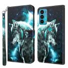 For Motorola Moto E20 / E30 / E40 3D Painting Pattern TPU + PU Leather Phone Case(Wolf) - 1