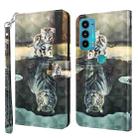 For Motorola Moto E20 / E30 / E40 3D Painting Pattern TPU + PU Leather Phone Case(Cat Tiger) - 1