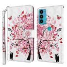 For Motorola Moto E20 / E30 / E40 3D Painting Pattern TPU + PU Leather Phone Case(Cat Under The Tree) - 1