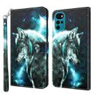 For Motorola Moto G22 3D Painting Pattern TPU + PU Leather Phone Case(Wolf) - 1