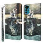 For Motorola Moto G22 3D Painting Pattern TPU + PU Leather Phone Case(Cat Tiger) - 1