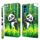 For Motorola Moto G22 3D Painting Pattern TPU + PU Leather Phone Case(Panda Climbing Bamboo) - 1