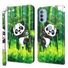 For Motorola Moto G31 / G41 3D Painting Pattern TPU + PU Leather Phone Case(Panda Climbing Bamboo) - 1