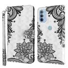 For Motorola Moto G31 / G41 3D Painting Pattern TPU + PU Leather Phone Case(Diagonal Black Flower) - 1