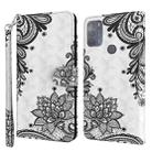 For Motorola Moto G50 3D Painting Pattern TPU + PU Leather Phone Case(Diagonal Black Flower) - 1
