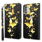 For Motorola Moto G51 5G 3D Painting Pattern TPU + PU Leather Phone Case(Gold Butterfly) - 1