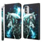 For Motorola Moto G51 5G 3D Painting Pattern TPU + PU Leather Phone Case(Wolf) - 1