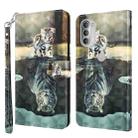 For Motorola Moto G51 5G 3D Painting Pattern TPU + PU Leather Phone Case(Cat Tiger) - 1