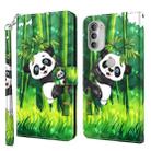 For Motorola Moto G51 5G 3D Painting Pattern TPU + PU Leather Phone Case(Panda Climbing Bamboo) - 1