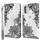 For Motorola Moto G51 5G 3D Painting Pattern TPU + PU Leather Phone Case(Diagonal Black Flower) - 1