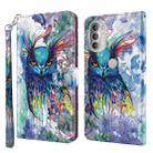 For Motorola Moto G51 5G 3D Painting Pattern TPU + PU Leather Phone Case(Watercolor Owl) - 1