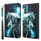 For Motorola Moto G60 3D Painting Pattern TPU + PU Leather Phone Case(Wolf) - 1