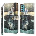 For Motorola Moto G60 3D Painting Pattern TPU + PU Leather Phone Case(Cat Tiger) - 1